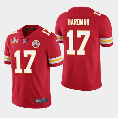 Men's Kansas City Chiefs #17 Mecole Hardman Red NFL 2021 Super Bowl LV Stitched Jersey